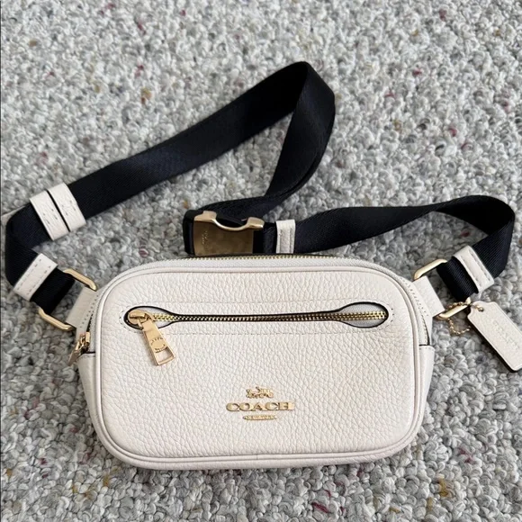 Coach Ivory Belt Bag with Black Strap - Picture 1 of 9